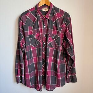 Vintage Authentic Western Youngbloods Pearl Snap Plaid Long Sleeve Shirt Mens 2X